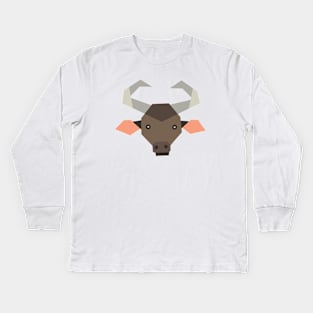 Geometric trendy flat style buffalo design Kids Long Sleeve T-Shirt